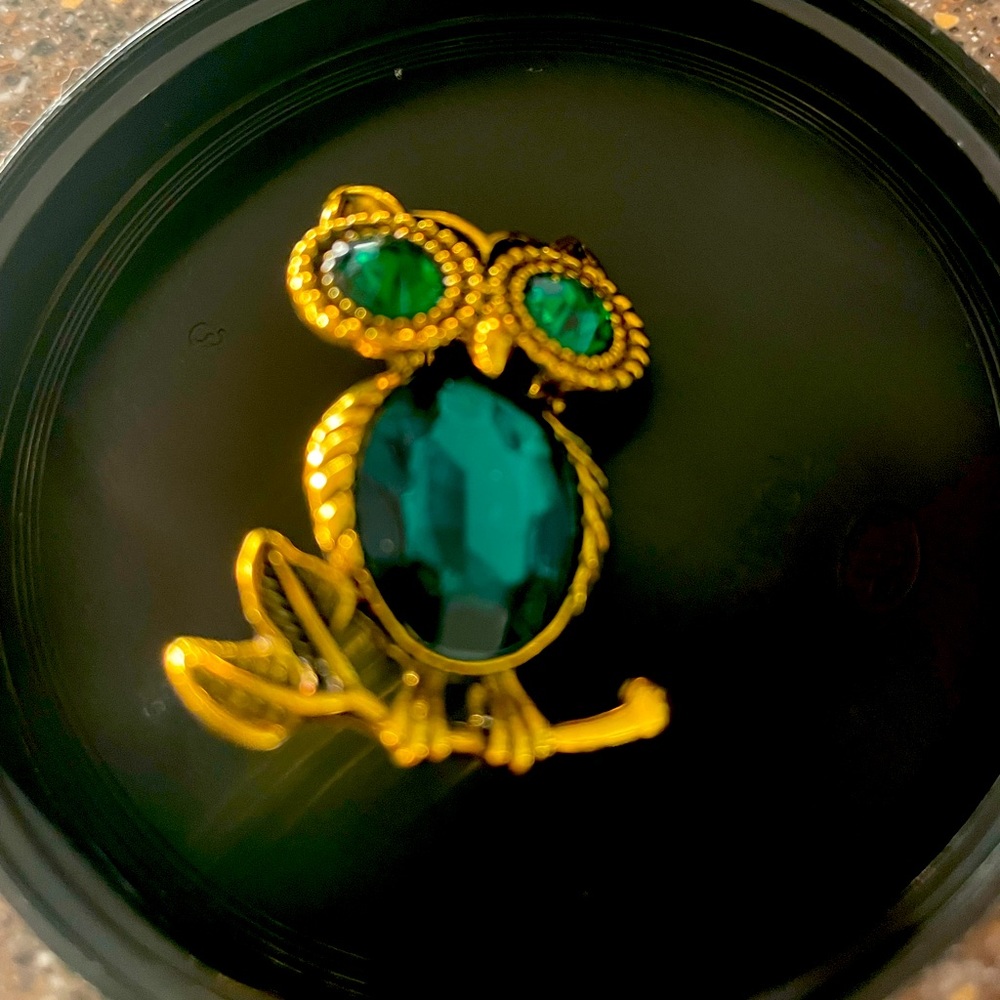 Vintage Emerald Rhinestone Owl Brooch 
$10 or bundle 3/$25